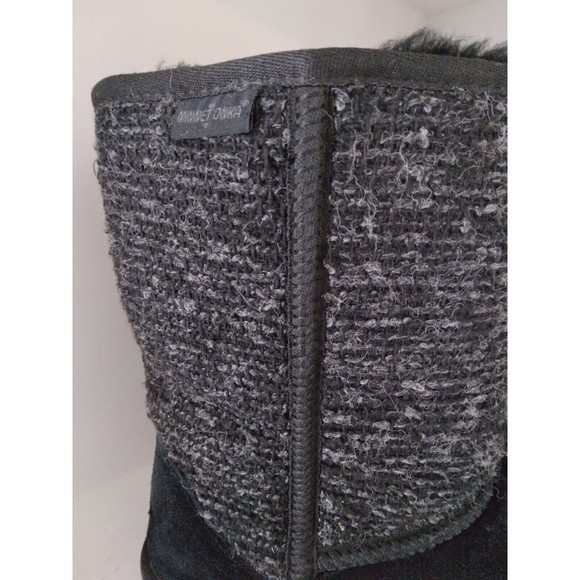 Minnetonka Black Gray Suede Sheepskin Fur Lined Boots 86510 Womens Size 8 - Picture 2 of 10